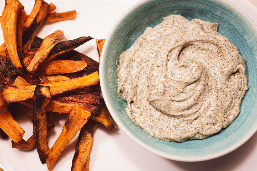 kelp powder mayo with sweet potato fries